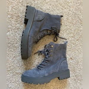 Sam Edelman grey suede combat boots